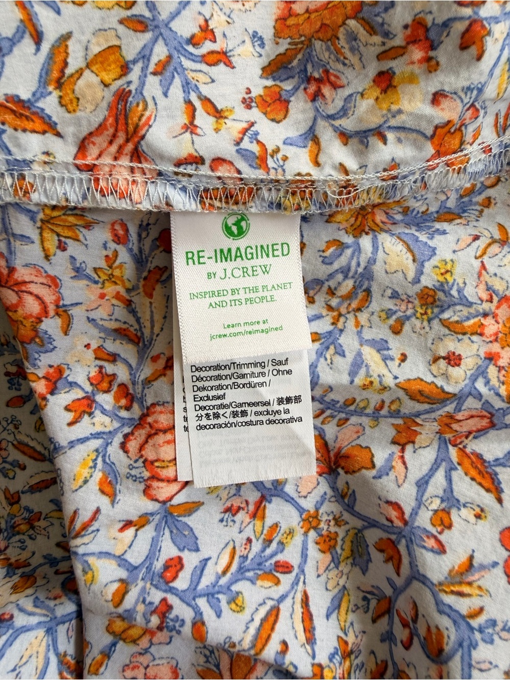 J. Crew Floral Smocked Midi Dress in Light Blue and Orange - Picture 6 of 8